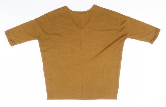 New Look Womens Brown V-Neck Polyester Pullover Jumper Size S