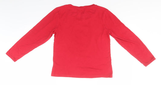 Disney Womens Red Cotton Basic T-Shirt Size 10 Round Neck - Mickey Mouse, Christmas