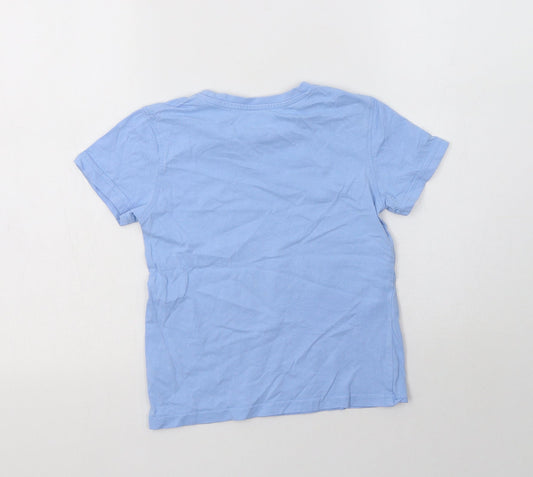George Boys Blue Cotton Basic T-Shirt Size 6-7 Years Crew Neck - School Wear