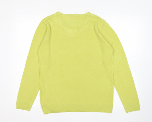Paramour Womens Green Round Neck Acrylic Pullover Jumper Size M