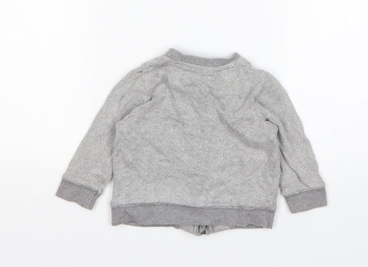 F&F Boys Grey Herringbone Jacket Coatigan Size 3-6 Months