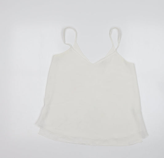 River Island Womens White Polyester Basic Tank Size 8 V-Neck