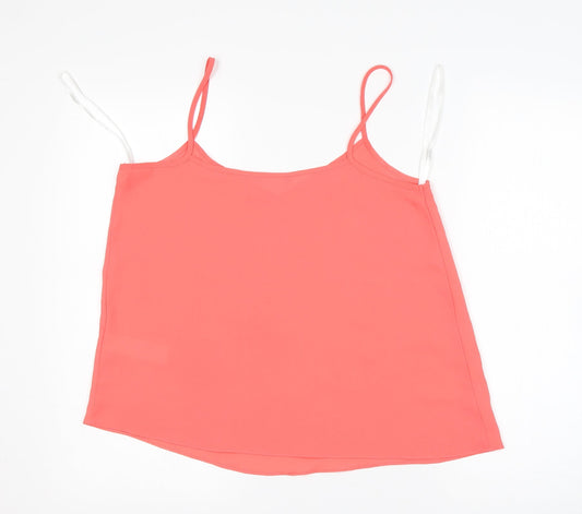 New Look Womens Pink Polyester Basic Tank Size 10 V-Neck