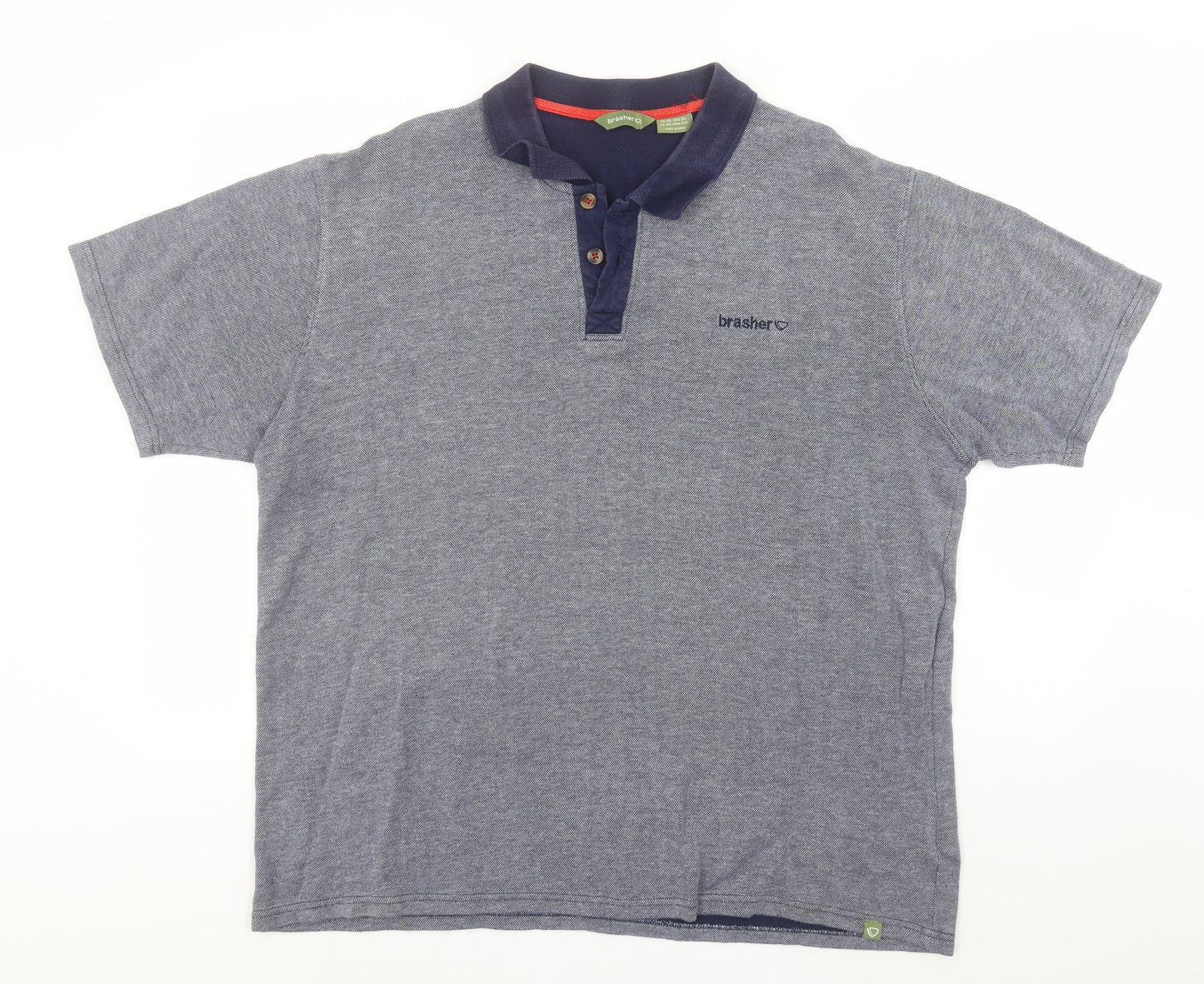 brasher Mens Blue  Cotton  Polo Size 2XL Collared