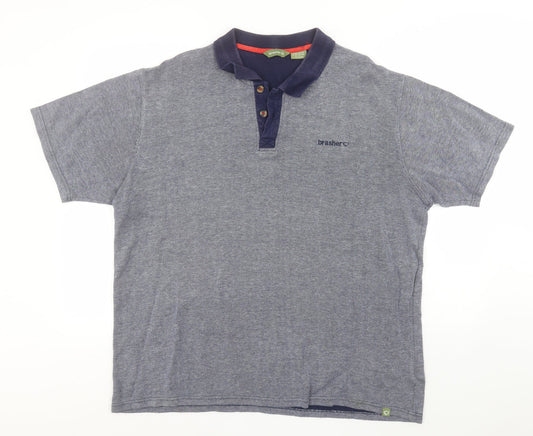 brasher Mens Blue  Cotton  Polo Size 2XL Collared