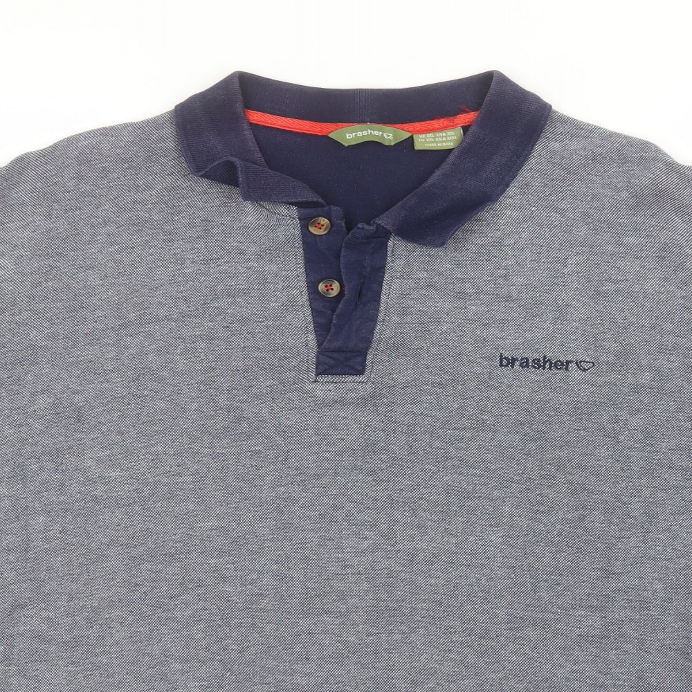 brasher Mens Blue  Cotton  Polo Size 2XL Collared