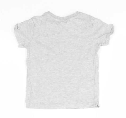 George Boys Grey Cotton Basic T-Shirt Size 3-4 Years Round Neck - Dinosaur