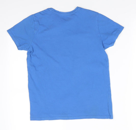 Primark Boys Blue Cotton Basic T-Shirt Size 9-10 Years Round Neck Pullover - Sky Blue Freestyle