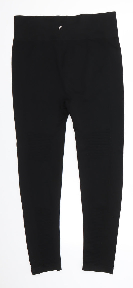Workout Womens Black Polyester Cropped Leggings Size L L25 in Regular Pullover - Leggings