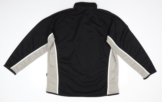 Falcon Mens Black Polyester Henley Sweatshirt - Black & Taupe Colour Block