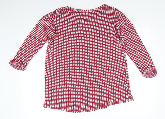 NEXT Womens Red Crew Neck Polka Dot Cotton Pullover Jumper Size 16 - Square Polka Dots White