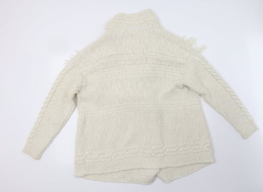 Matalan Womens Ivory V-Neck Acetate Cardigan Jumper Size L