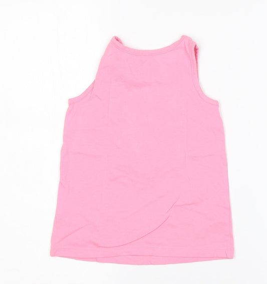 Gap Girls Pink Cotton Basic Tank Size 5 Years Round Neck