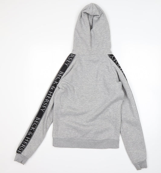 BLACK & HERSEY Womens Grey Cotton Pullover Hoodie Size 8