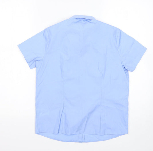 George Boys Blue Polyester Basic Button-Up Size 9-10 Years Collared