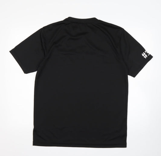 Awdis Mens Black Polyester Basic T-Shirt Size M Round Neck