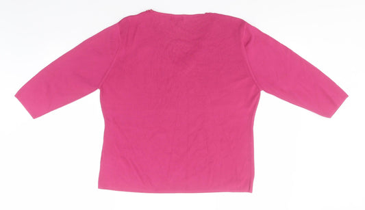 Bonmarché Womens Pink Round Neck Viscose Pullover Jumper Size L