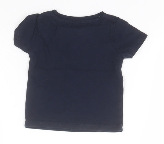 Peacocks Boys Black Cotton Basic T-Shirt Size 0-3 Months Round Neck - Cool Little Dino