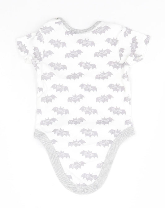 Batman Boys White Geometric Cotton Leotard One-Piece Size 6-9 Months - Batman