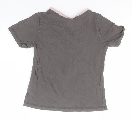George Boys Grey Cotton Basic T-Shirt Size 7-8 Years Round Neck - Let's Explore