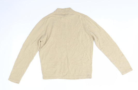 M&S Womens Beige High Neck Acrylic Pullover Jumper Size 12
