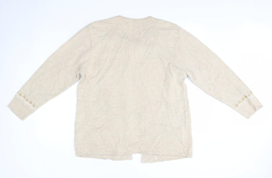 Paramour Womens Beige Round Neck Acrylic Cardigan Jumper Size L
