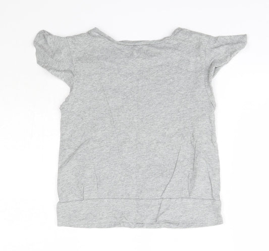 GAP Kids Girls Grey 100% Cotton Basic T-Shirt Size 8 Years Round Neck