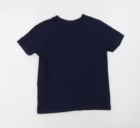 F&F Boys Blue Cotton Basic T-Shirt Size 4-5 Years Crew Neck - Euro 2020