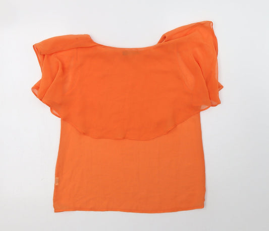 Vanessa Tong Womens Orange Polyester Basic Blouse Size 12 Round Neck