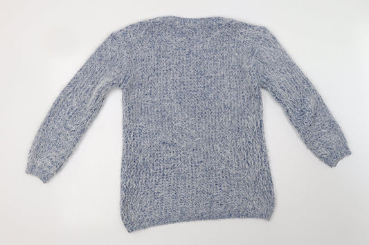 Melody Womens Blue Crew Neck Cotton Pullover Jumper Size L - Love