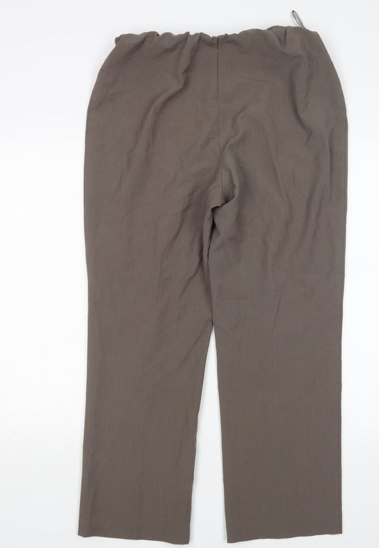 BM Womens Brown Polyester Trousers Size 14 L27 in Regular