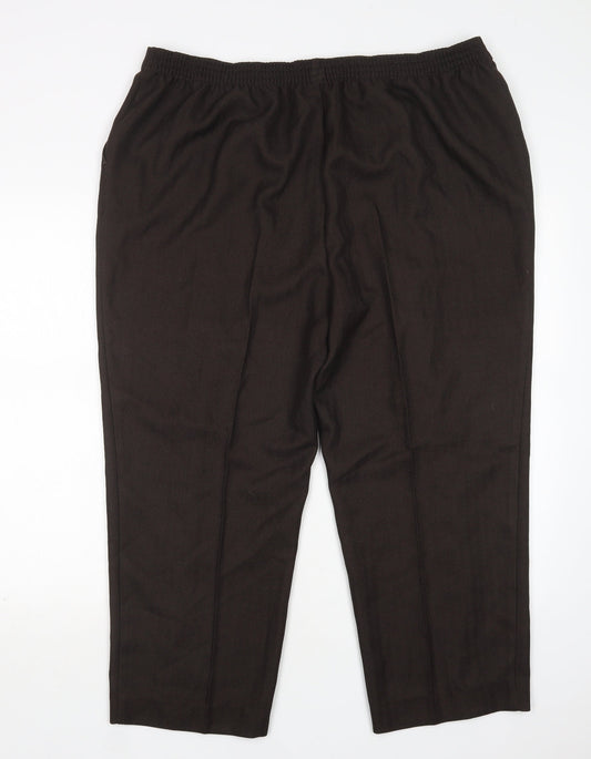 M&S Womens Brown Polyester Trousers Size 22 L26 in Regular