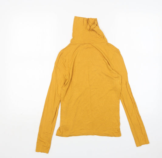 New Look Womens Yellow Viscose Basic T-Shirt Size 8 Roll Neck