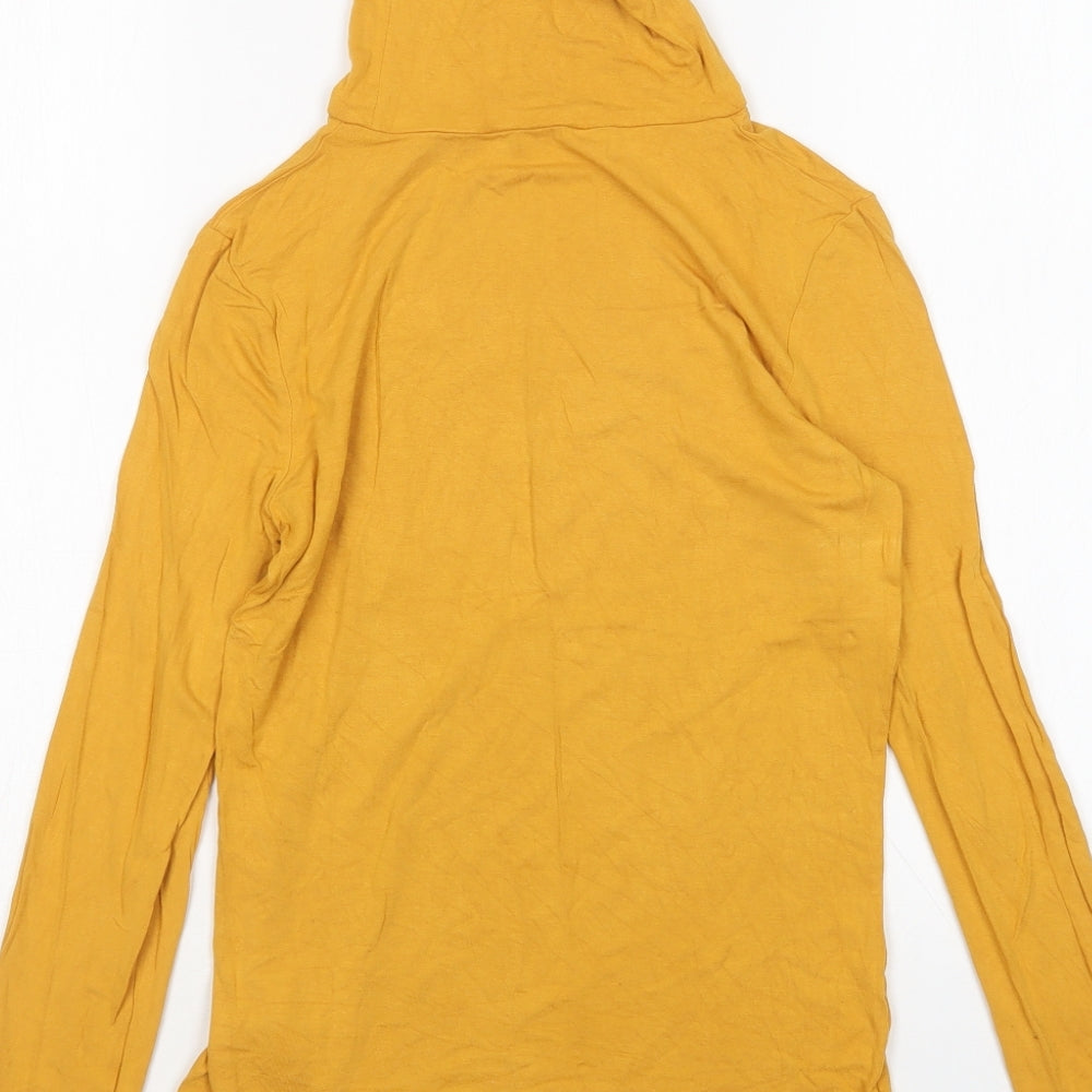 New Look Womens Yellow Viscose Basic T-Shirt Size 8 Roll Neck