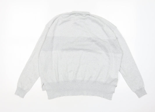 Mango Womens Silver Round Neck Viscose Pullover Jumper Size S