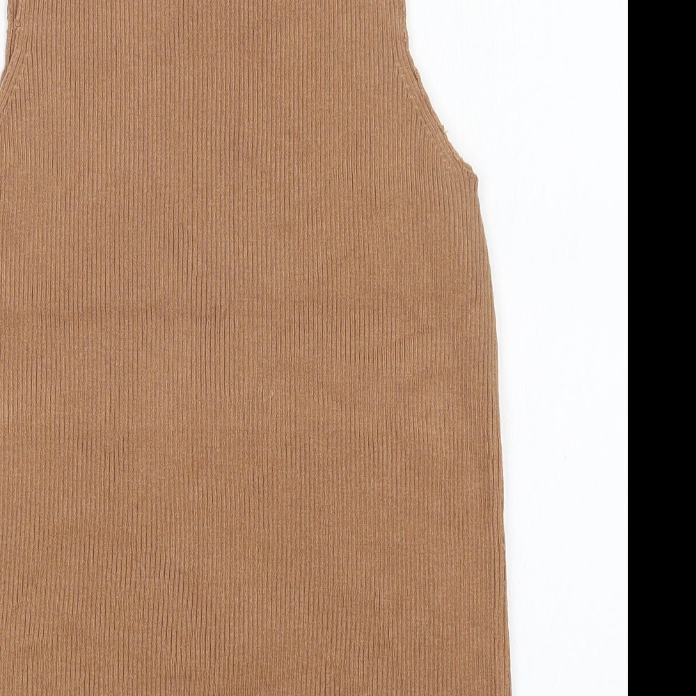 H&M Womens Brown Round Neck Acrylic Vest Jumper Size S