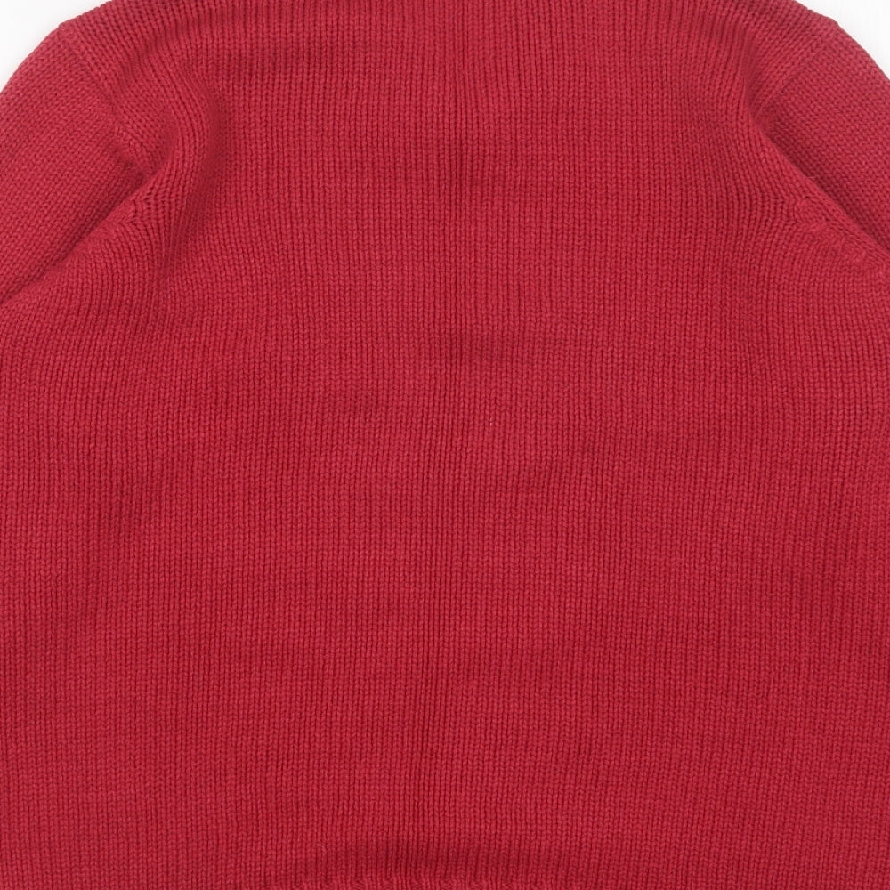 BM Womens Pink Collared Acrylic Cardigan Jumper Size S