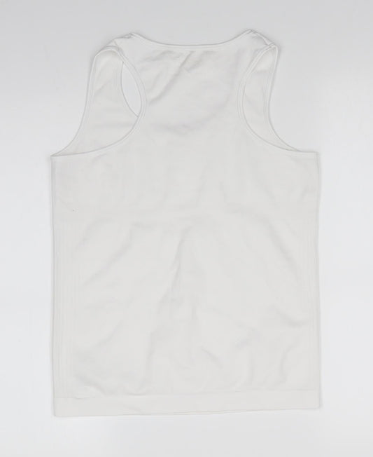 Crane Womens White Basic Tank Size L Scoop Neck Pullover