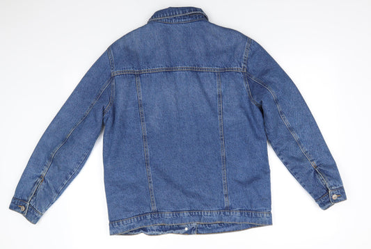 Denim Womens Blue Jacket Coat Size 10 Button - Faux fur lined Denim Jacket