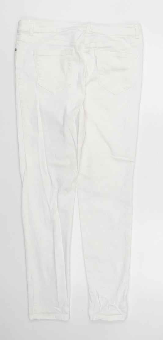NEXT Womens White Cotton Skinny Jeans Size 12 L29 in Regular