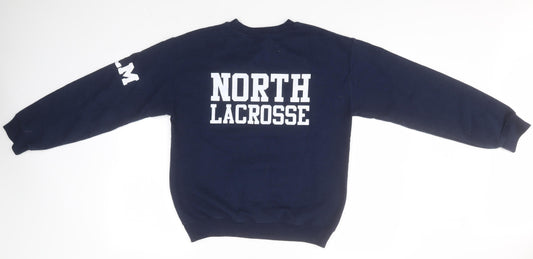 Gildan Mens Blue Round Neck Cotton Pullover Jumper Size S - North Lacrosse