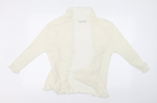 Tigi Womens Ivory Collared Acrylic Cardigan Jumper Size 14
