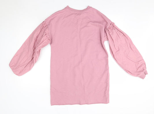 Lipsy London Womens Pink Cotton Jumper Dress Size 6 Round Neck