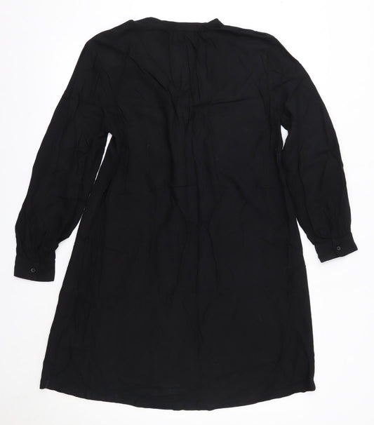 H&M Womens Black Viscose Shirt Dress Size XS V-Neck