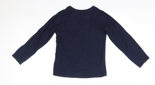 Preworn Girls Blue 100% Cotton Basic Blouse Size 10-11 Years Round Neck - Unicorns