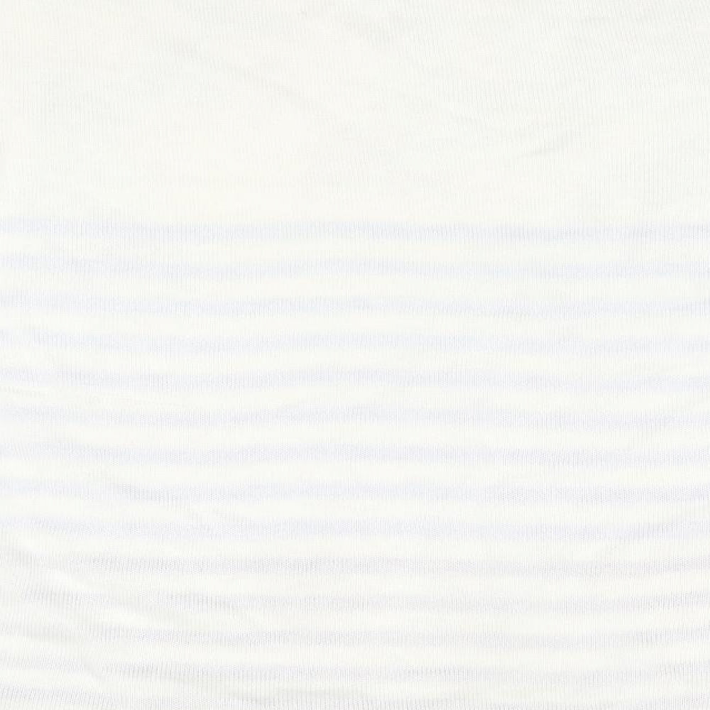 Preworn Womens Blue Round Neck Floral Acrylic Pullover Jumper Size M - Striped