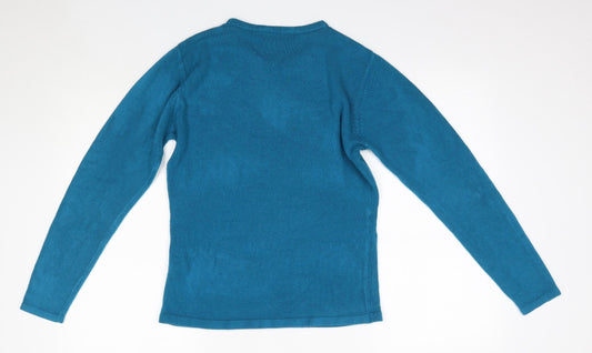 BM Womens Blue Round Neck Acrylic Pullover Jumper Size S