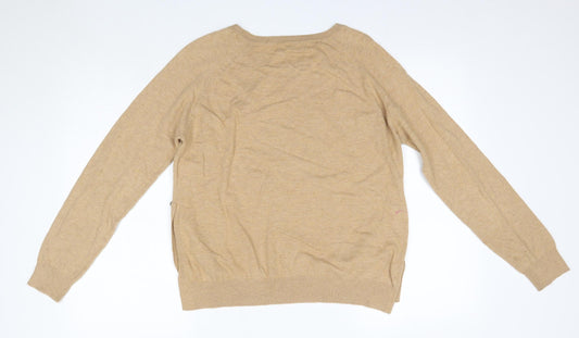 M&S Womens Brown Round Neck Cotton Pullover Jumper Size M