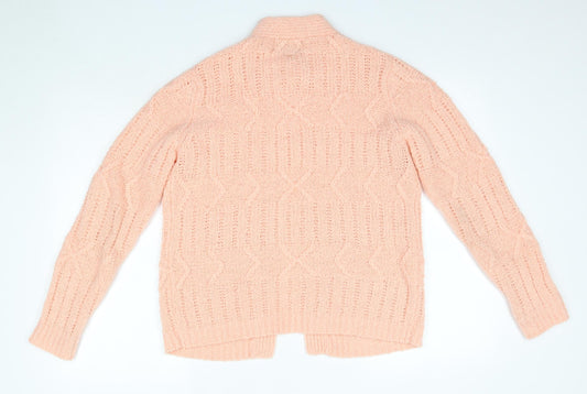 Le Roy Womens Pink Round Neck Acrylic Cardigan Jumper Size L