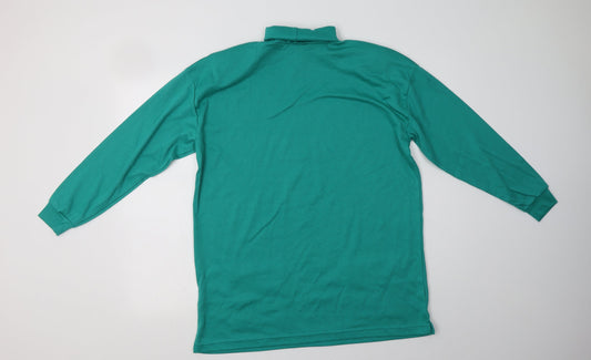 Dalia Womens Green Polyacrylate Fibre Tunic Blouse Size L Roll Neck